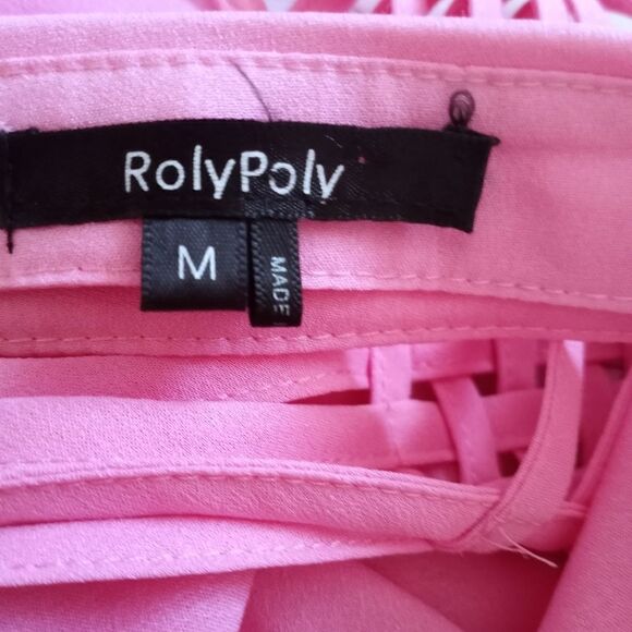 ROLYPOLY PINK CRISSCROSS BACK BUTTON DOWN BLOUSE SZ.M EUC - Picture 4 of 5